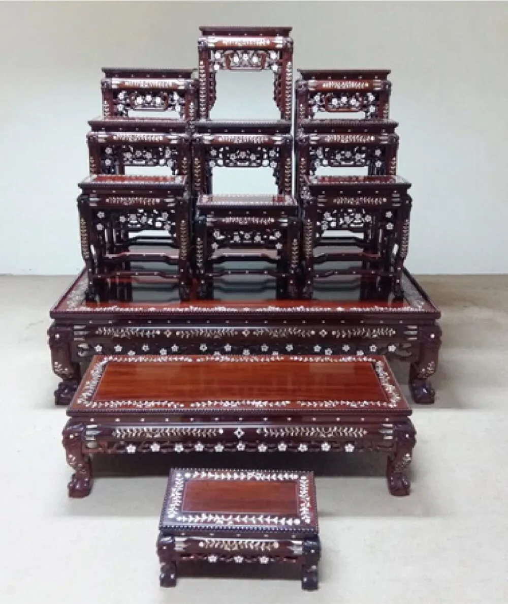 AL-600-1 | ROSEWOOD SET OF ALTAR TABLE | ชุดโต๊ะบูชา ไม้พะยูงสไตล์คลาสสิก