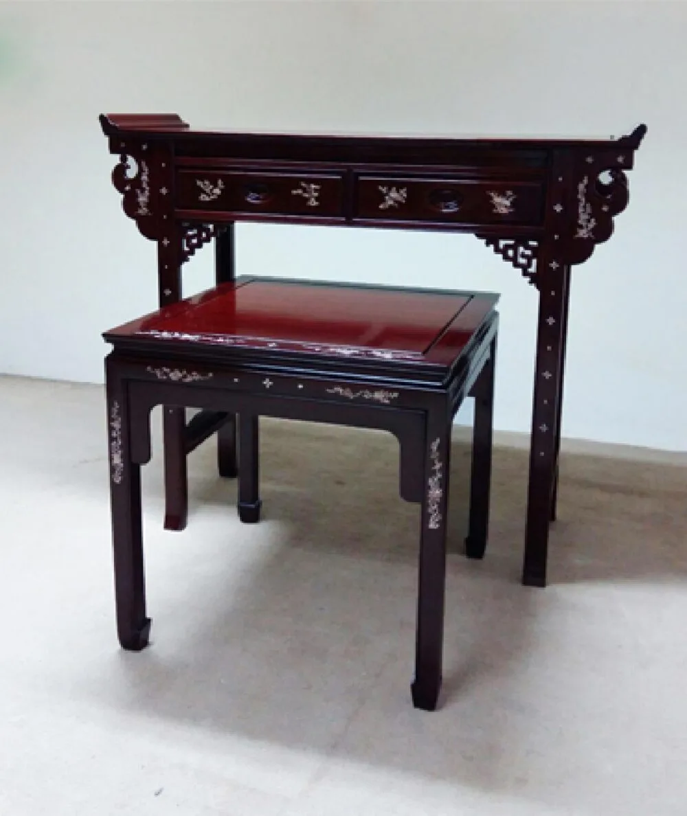 AL-602-1 / AL-603-1 | ROSEWOOD SET OF ALTAR TABLE AND SIDE TABLE | ชุดโต๊ะบูชาและโต๊ะข้างไม้พะยูงสไตล์คลาสสิก