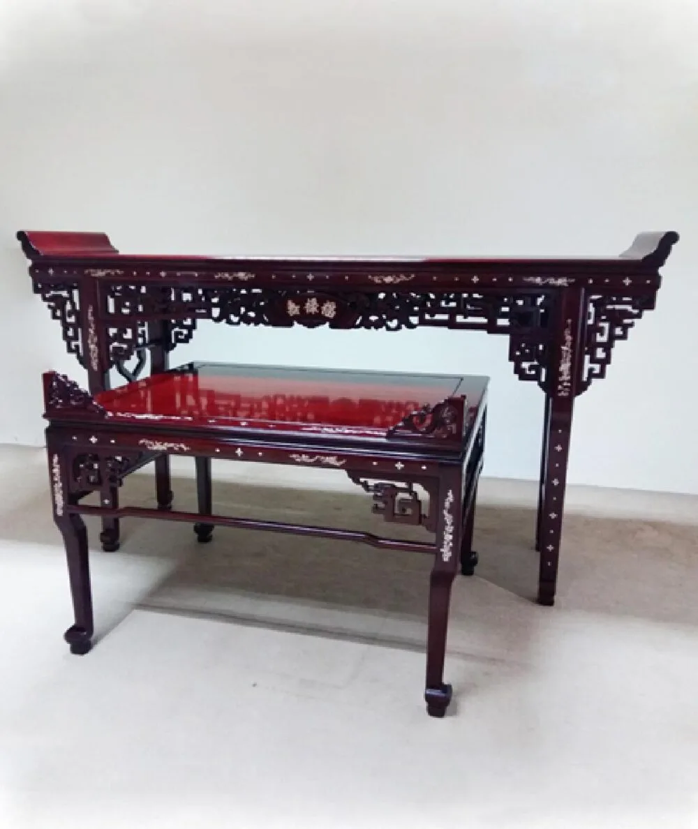 AL-606-1 / AL-607-1 | ROSEWOOD SET OF ALTAR TABLE AND SIDE TABLE | ชุดโต๊ะบูชาและโต๊ะข้างไม้พะยูงสไตล์คลาสสิก