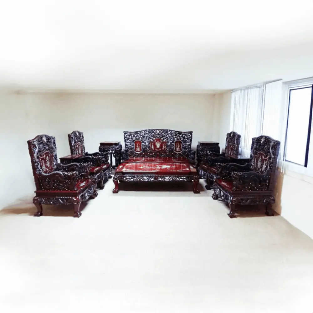 STV-305 | ROSEWOOD SOFA SET | ชุดโซฟาฮ่องเต้ไม้พยูงลายมังกร