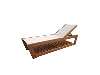 CL-2038-2-TRAY | TEAK CHAISE LOUNGE WITH SYNTHETIC FABRIC