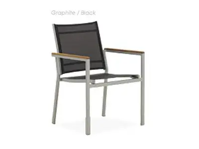 Teak/Aluminium Stacking Armchair with Synthetic Fabric