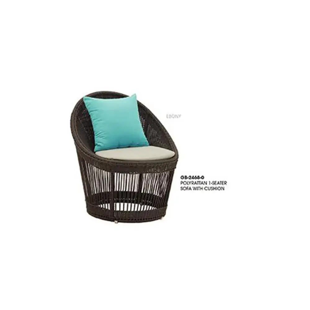 Polyrattan 1-Seater Sofa with Cushion