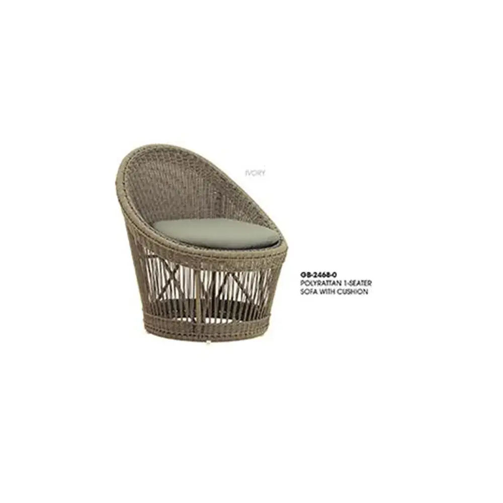 Polyrattan 1-Seater Sofa with Cushion