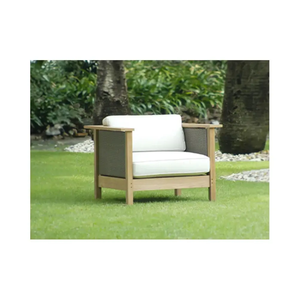 1-Seater Sofa with Polyrattan and Cushion