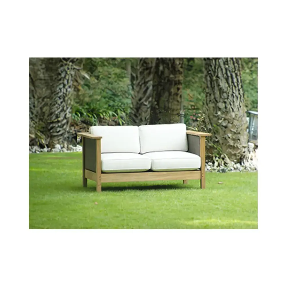 2-Seater Sofa with Polyrattan and Cushion