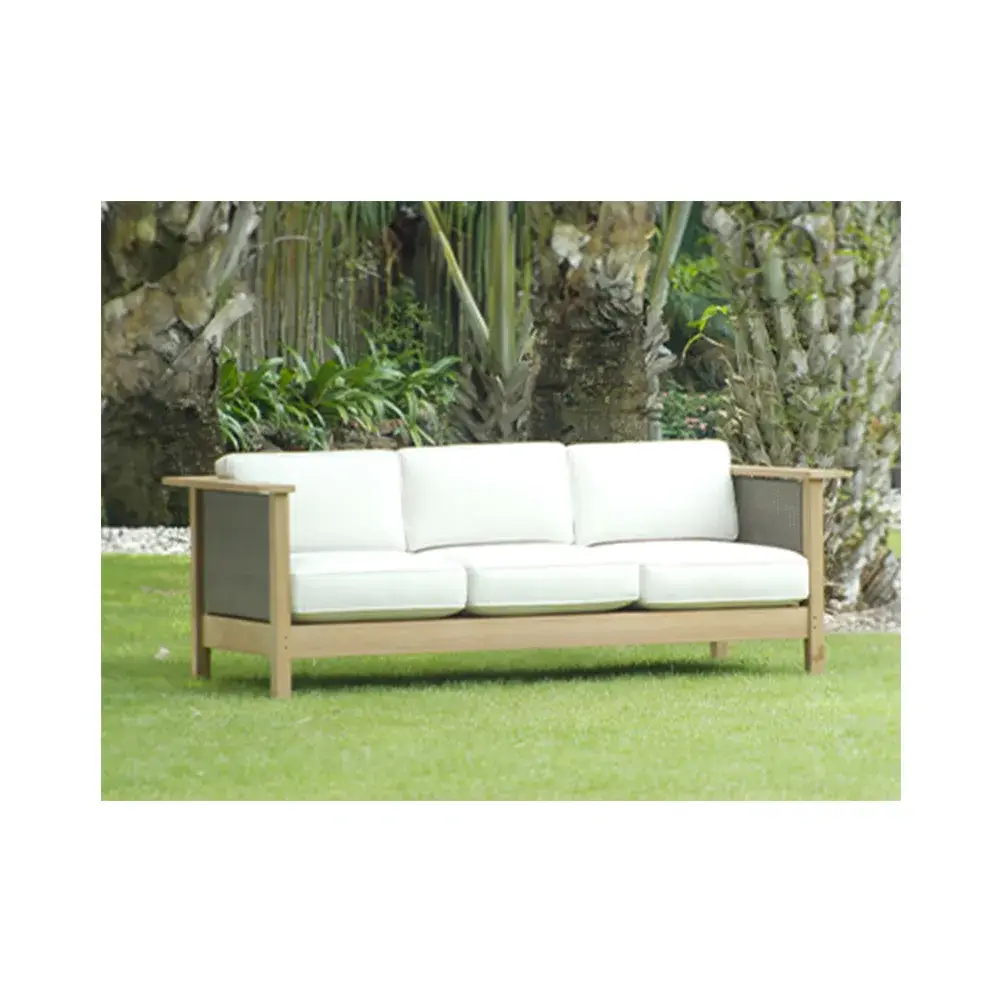 3-Seater Sofa with Polyrattan and Cushion