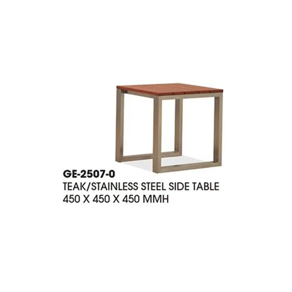 Teak/Stainless Steel Side Table