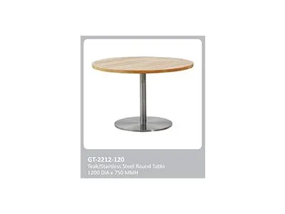 Teak/Stainless Steel Round Table