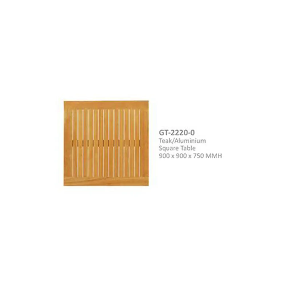Teak/Aluminium Square Table 900 x 900 x 750 MMH