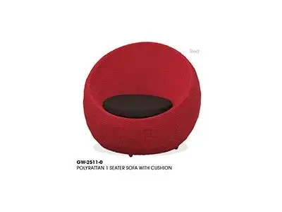 Polyrattan 1 Seater Sofa with Cushion