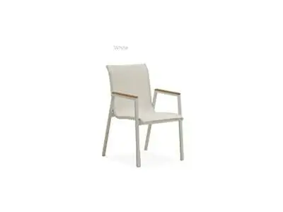 Teak/Aluminium Stacking Armchair with Synthetic Fabric