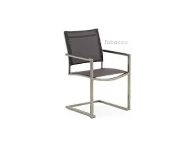 Teak/Stainless Steel Spring Armchair with Synthetic Fabric