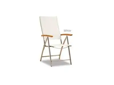 Teak/Stainless Steel 5 Position Folding Chair with Synthetic Fabric