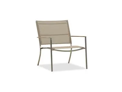 Teak/Stainless Steel Lounge Armchair with Synthetic Fabric