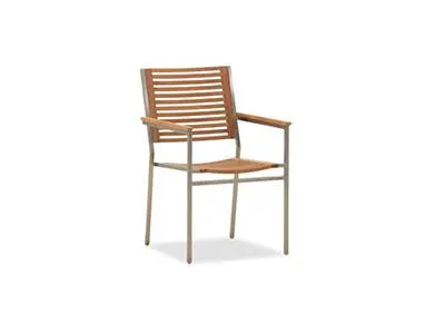 Teak/Stainless Steel Stacking Armchair