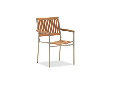 Teak/Stainless Steel Stacking Armchair