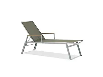 TEAK/ALUMINIUM CHAISE LOUNGE WITH SYNTHETIC FABRIC