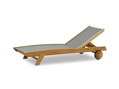 Teakwood Ramona Chaise Lounge With Synthetic Fabric