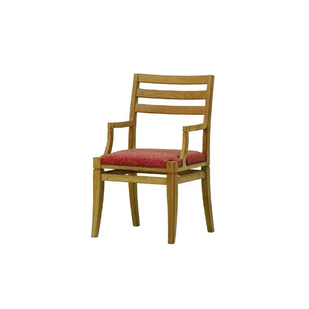 DA-3037-T / Dining Armchair With Cushion / เก้าอี้ไม้สักเบาะผ้าสังเคราะห์ไม่มีท้าวแขน (โปรเจค/project)