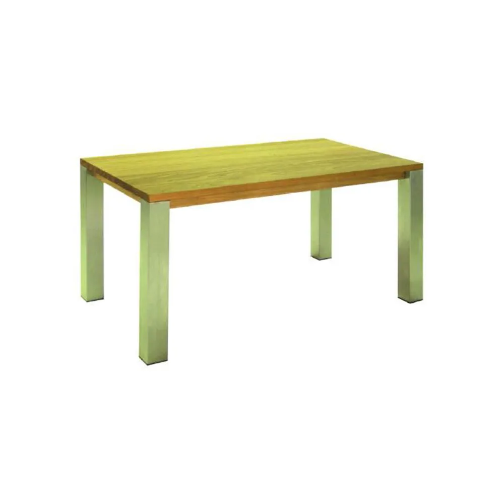 IND-16090-LA-T-SS / SS Massiv Rectangular Table / โต๊ะกินข้าวหน้าไม้สักขาสแตนเลส (โปรเจค/project)