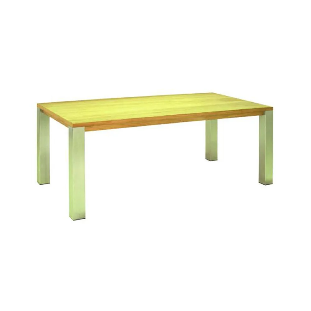 IND-20010-LA-T-SS / SS Massiv Rectangular Table / โต๊ะกินข้าวหน้าไม้สักขาสแตนเลส (โปรเจค/project)