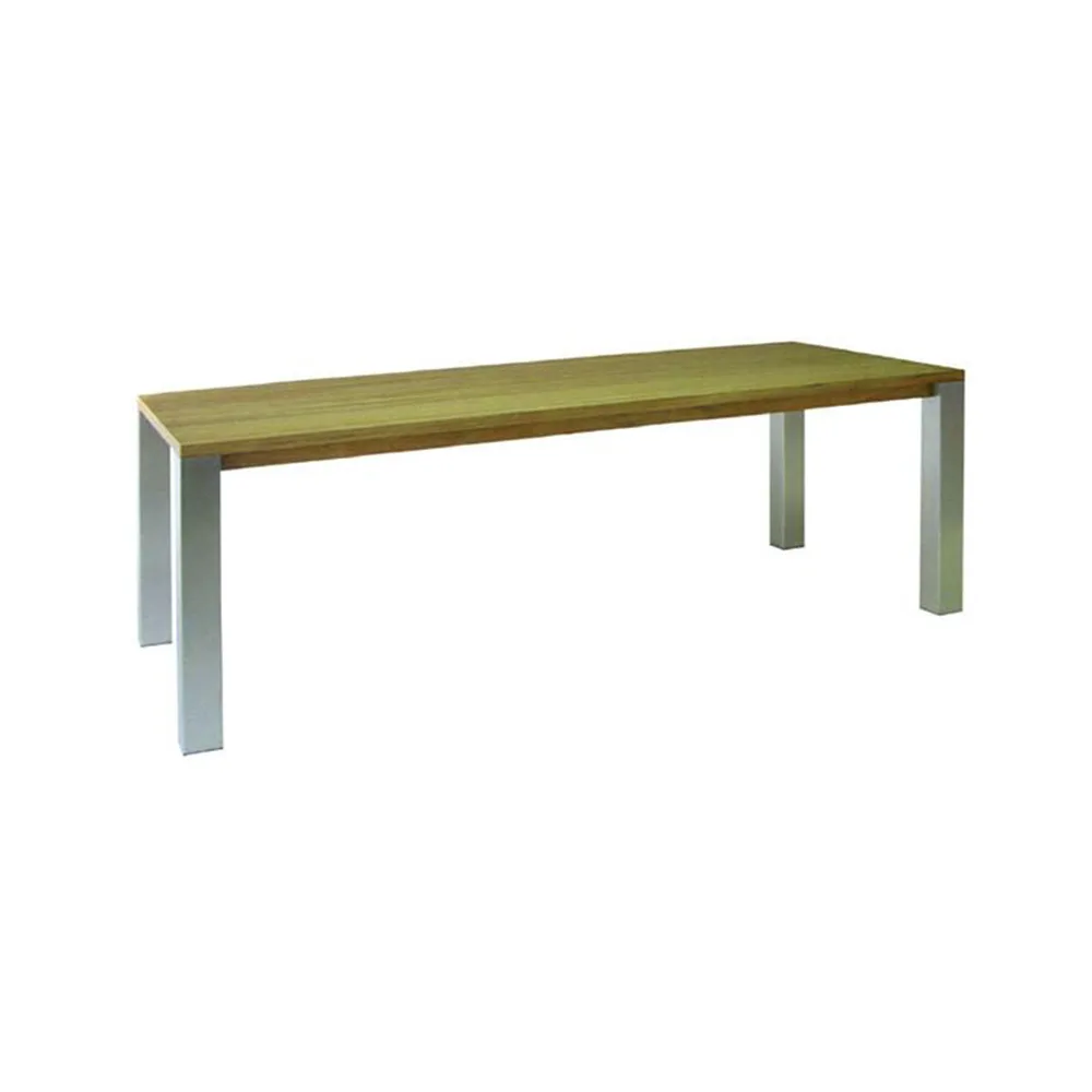 IND-24010-LA-T-SS / SS Massiv Rectangular Table / โต๊ะกินข้าวหน้าไม้สักขาสแตนเลส (โปรเจค/project)