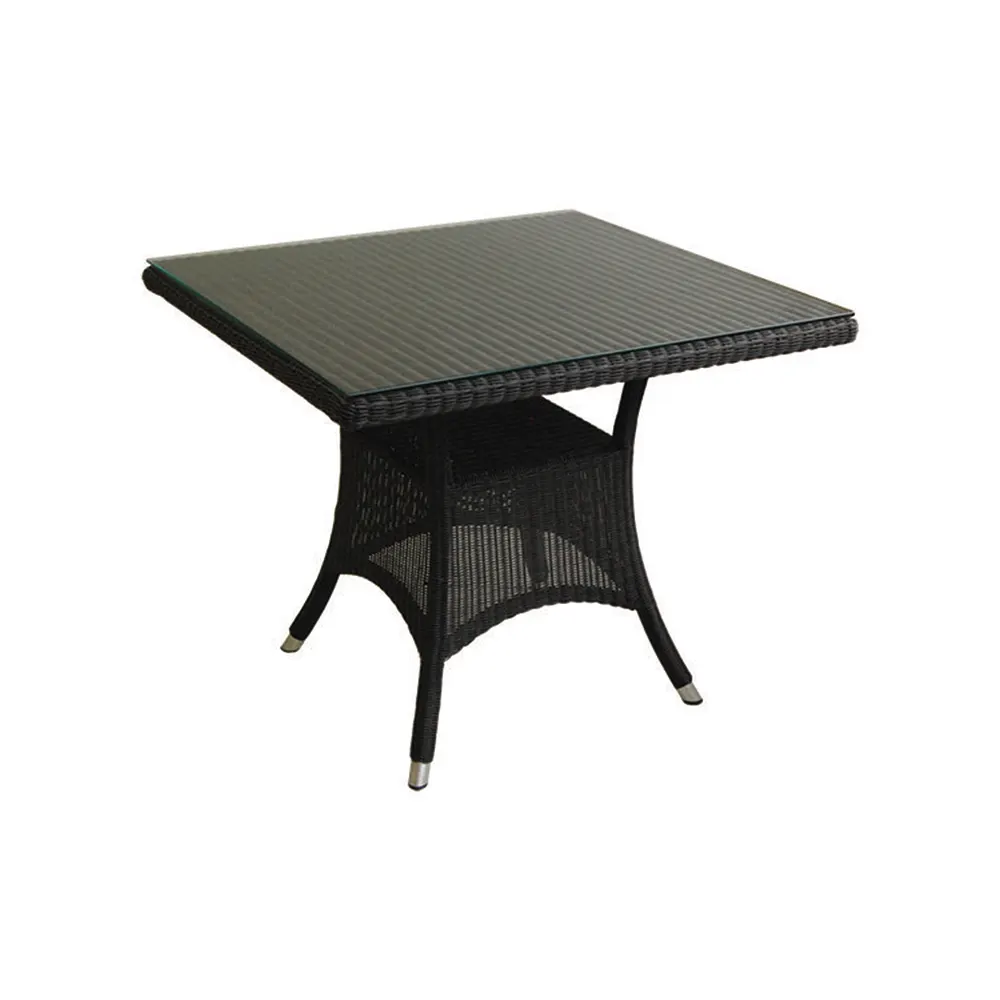 ST608-27-R Square Dining Table With Transparent Glass Top