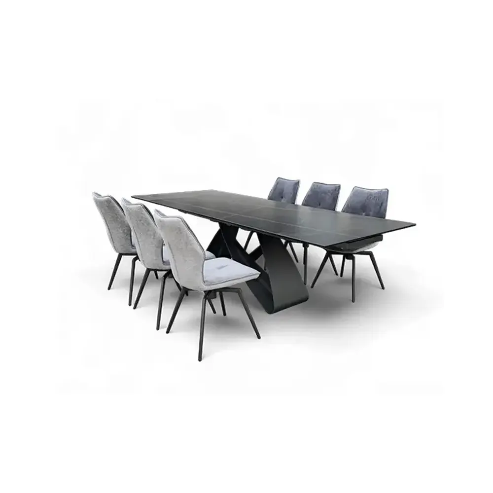 GT-2807-0 + GS-2768-0 / DINING TABLE / TWO-SIDE RECTANGULAR EXTENSION TABLE AND DINING SIDE CHAIR WITH SWIVEL FUNCTION