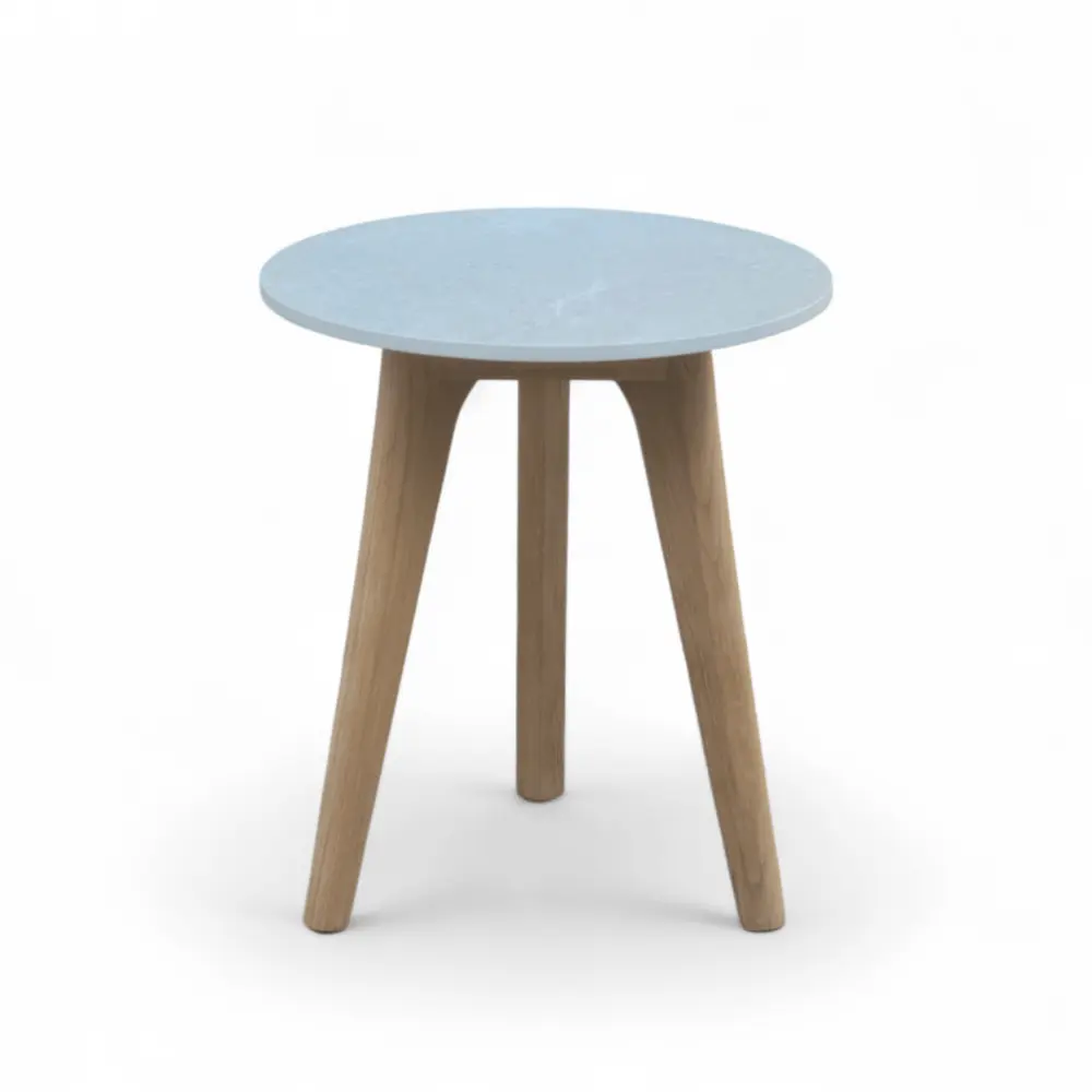 Stone / Teak Round Side Table